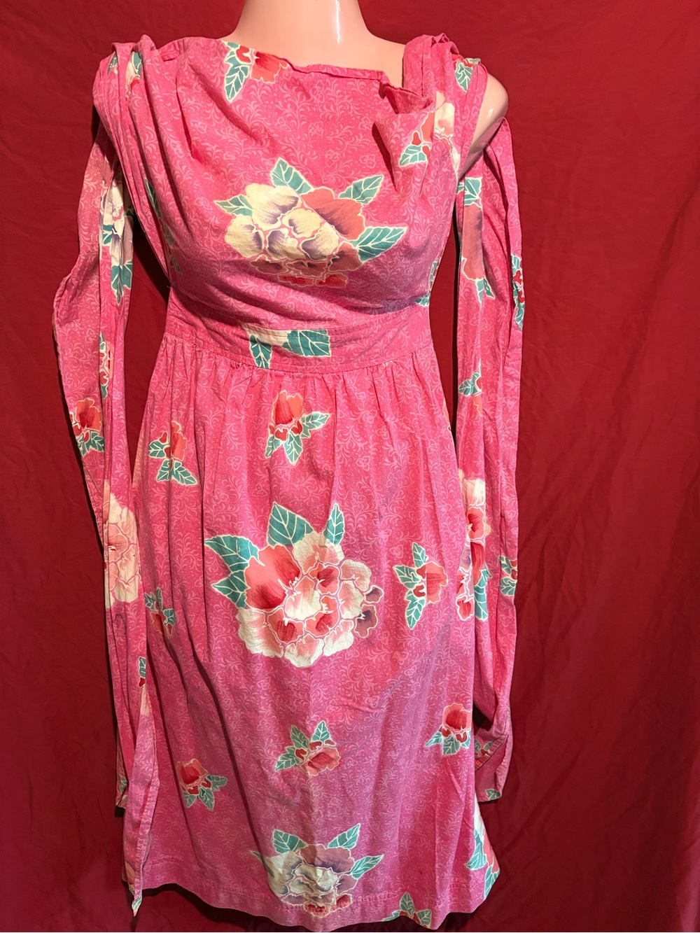 Women's Pink FloralMidi Dress